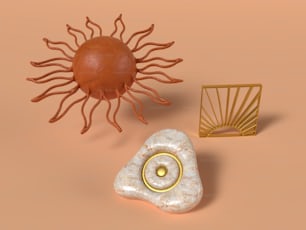 a computer generated image of a sun and a rock