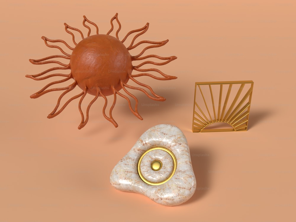 Ein computergeneriertes Bild einer Sonne und eines Felsens