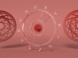 three different types of clocks on a pink background