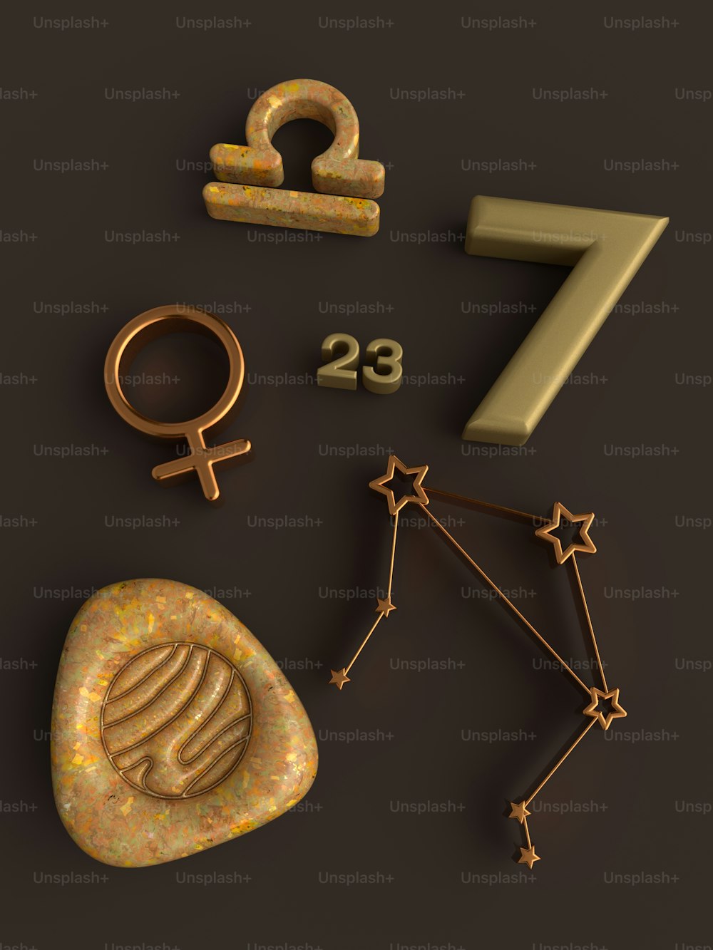 Vários símbolos astrológicos são mostrados