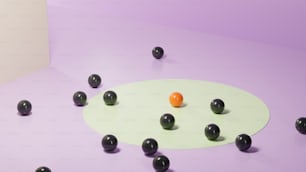 um grupo de bolas sentadas em cima de uma mesa