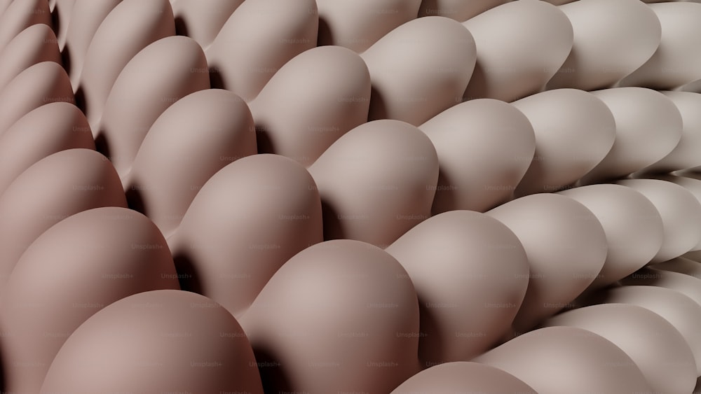 a large group of eggs in a row
