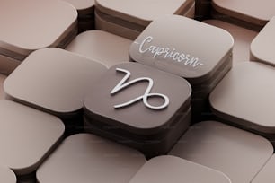 a close up of a computer keyboard with the word capricorn on it