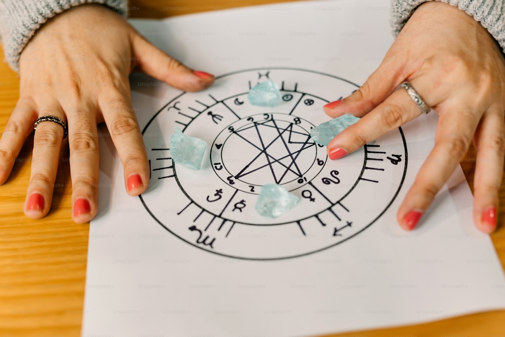 a woman's hands on top of a paper with a pen and a pen