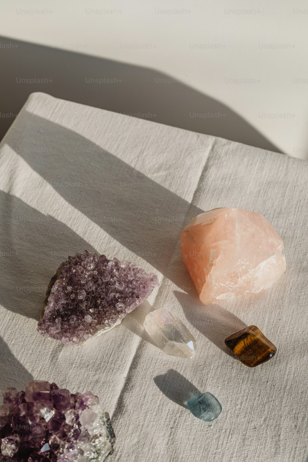 a couple of rocks sitting on top of a table