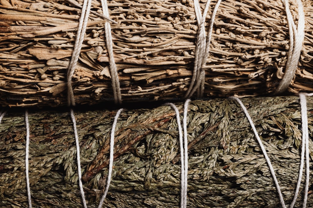 a close up of a roll of twine of rope