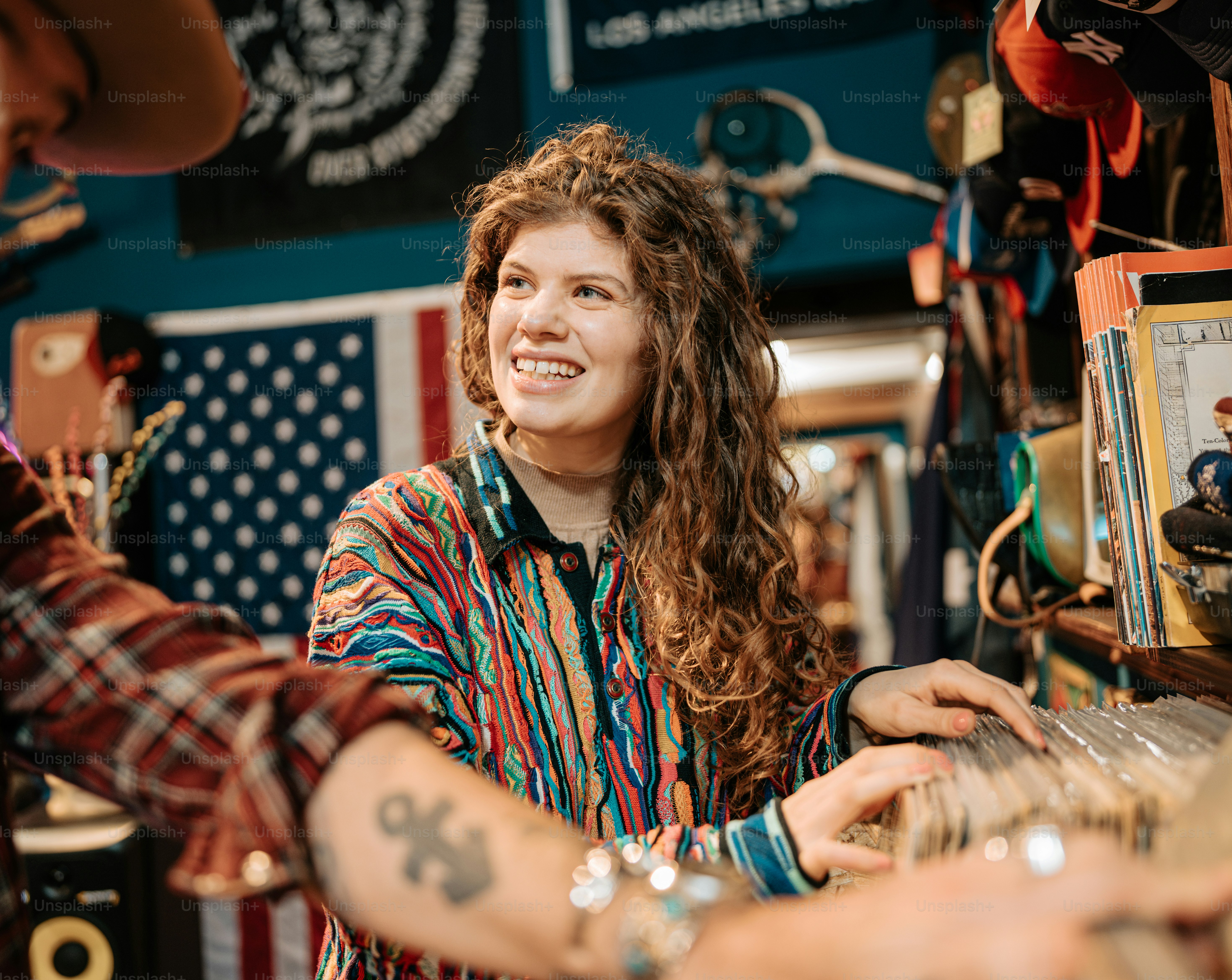 a man and a woman standing in a store