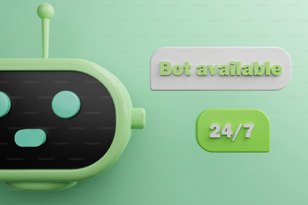 a green and black robot with two buttons