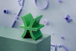 un objet vert posé sur une table
