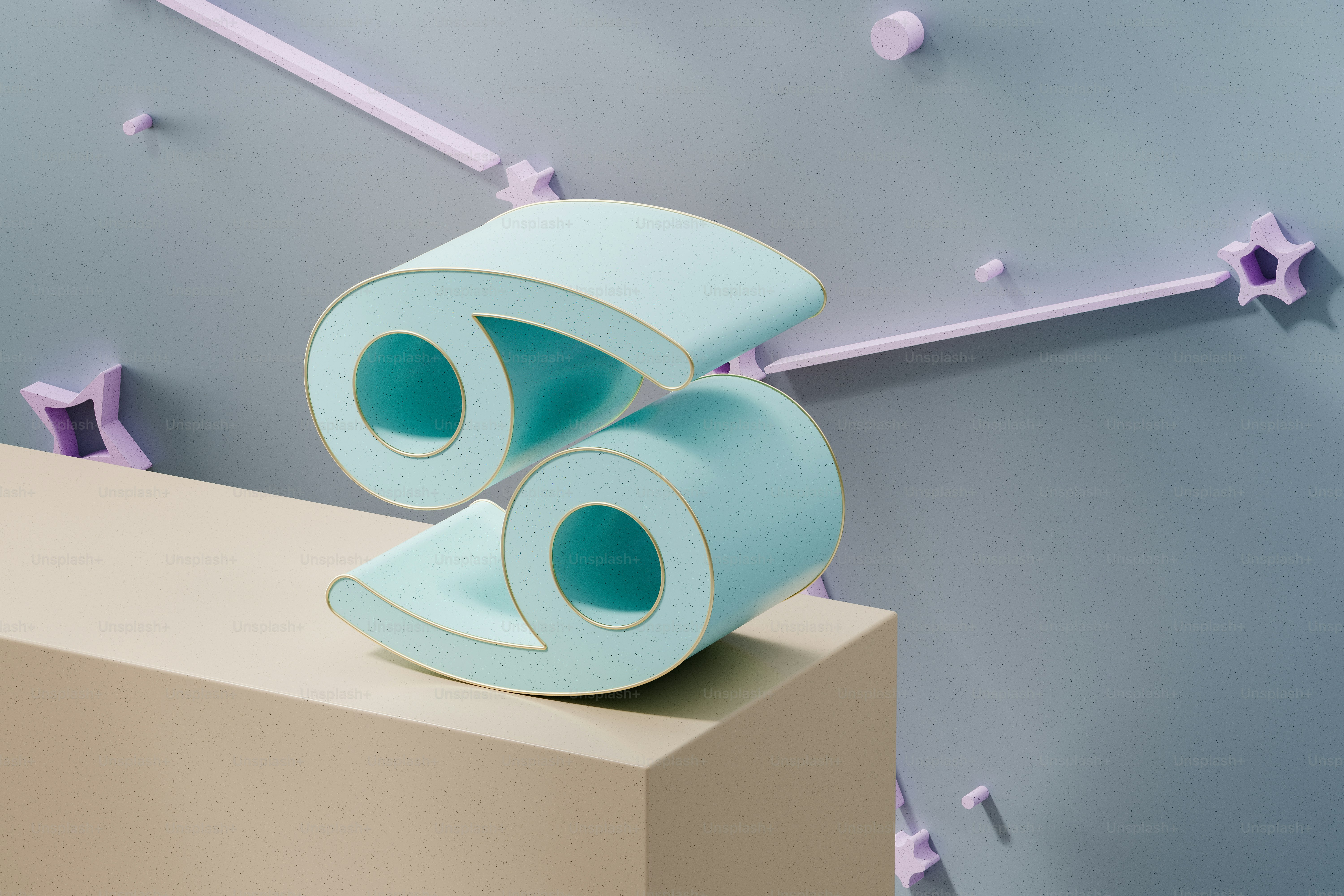 a blue clock with two rolls of paper on top of it