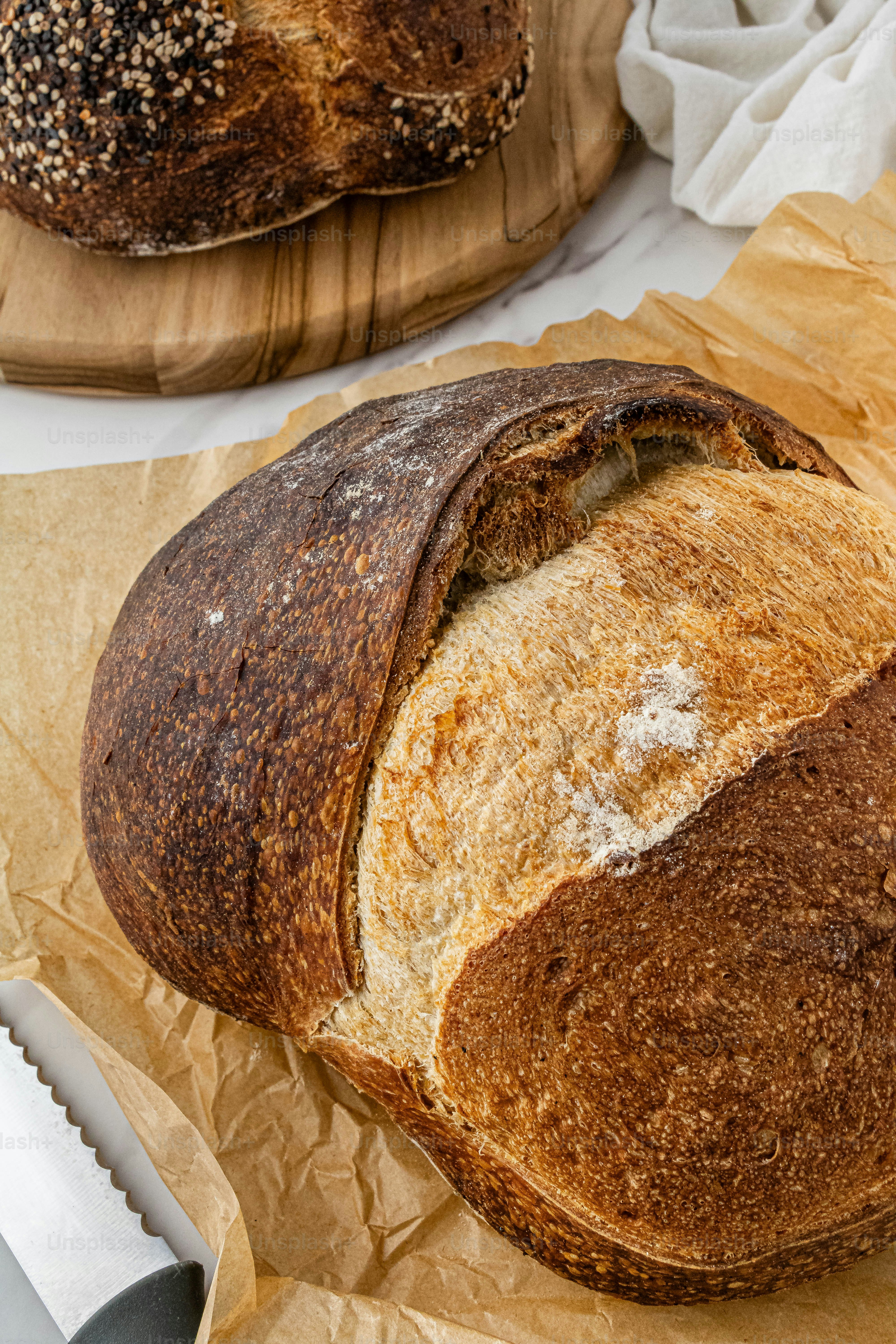 a loaf of bread sitting on top of a table
