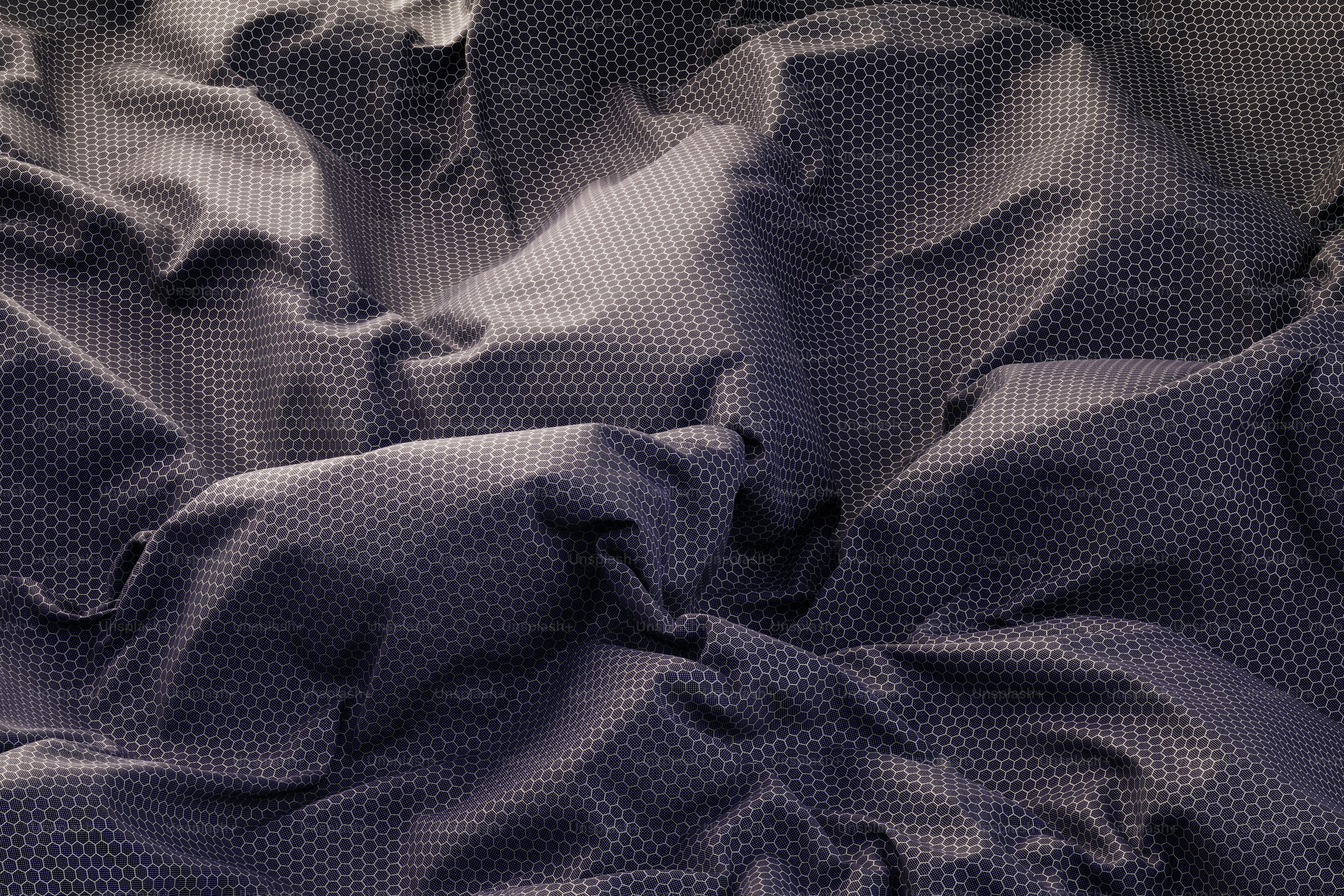 3D geometric wallpaper in dark mode.