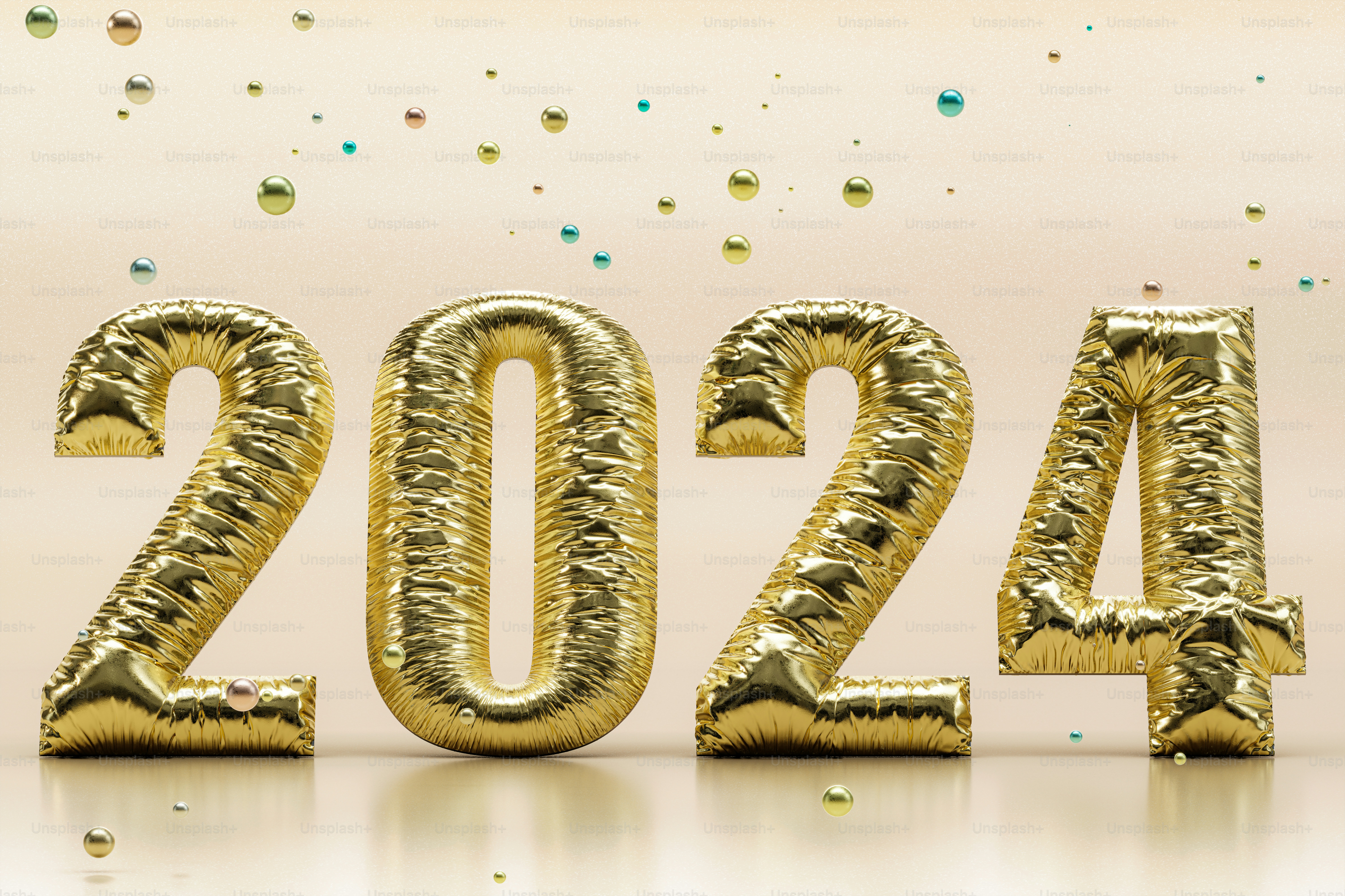 2024 Happy New Year Number Gold Balloons Stock Illustration - Download  Image Now - 2024, New Year's Eve, Balloon - iStock