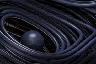 um monte de fios pretos são empilhados juntos