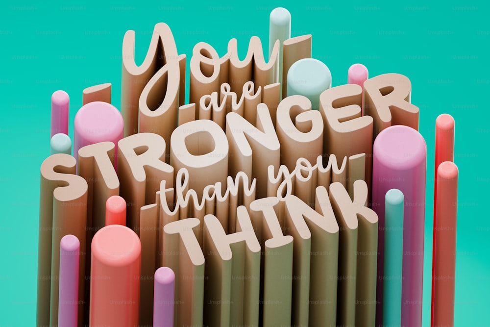 eine Gruppe von Bleistiften mit den Worten Du bist stärker als du denkst