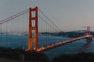 a view of the golden gate bridge at night