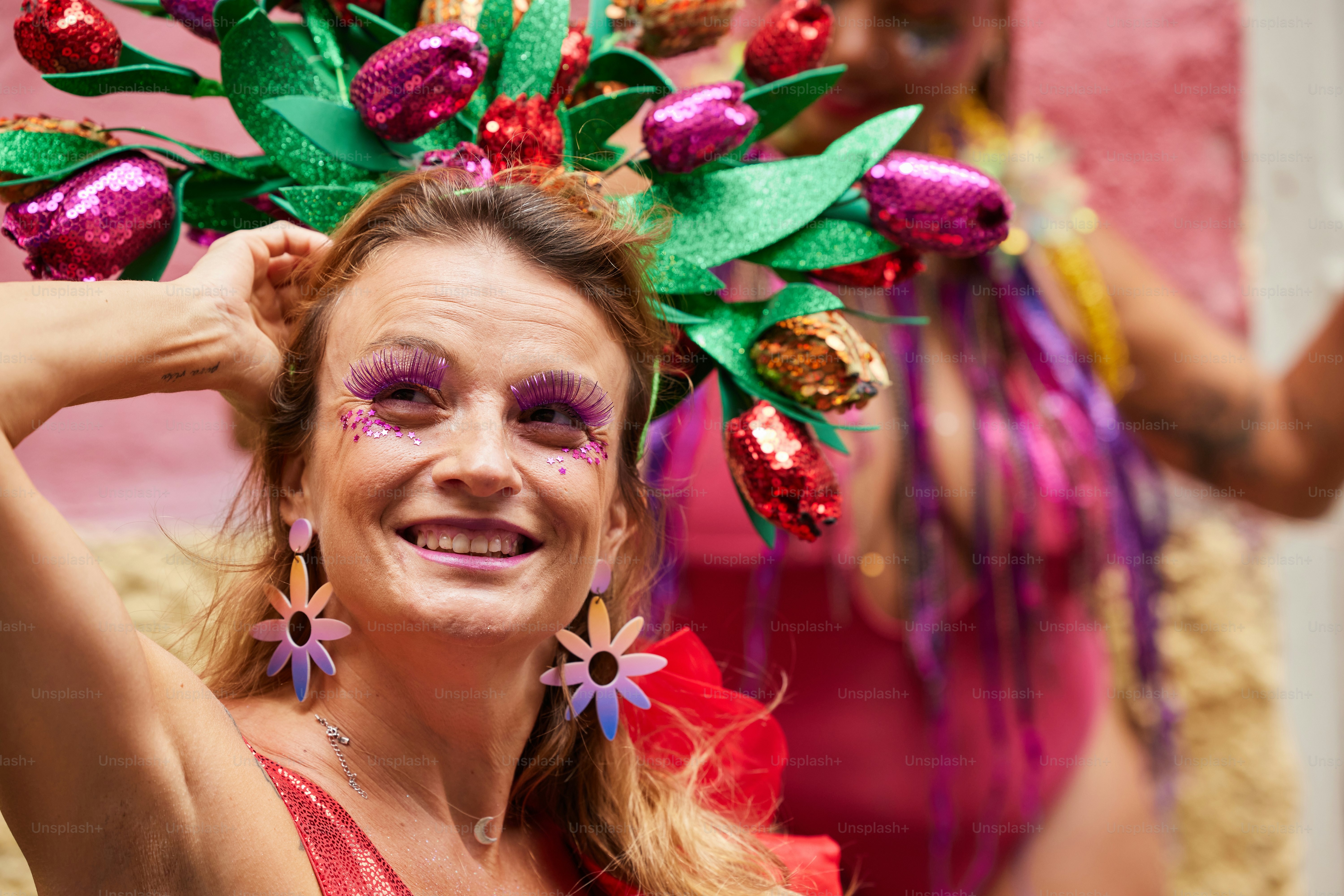 Festival attendee wearing Beatnix Costume Shop wigs and hairpieces during an outdoor rave event
