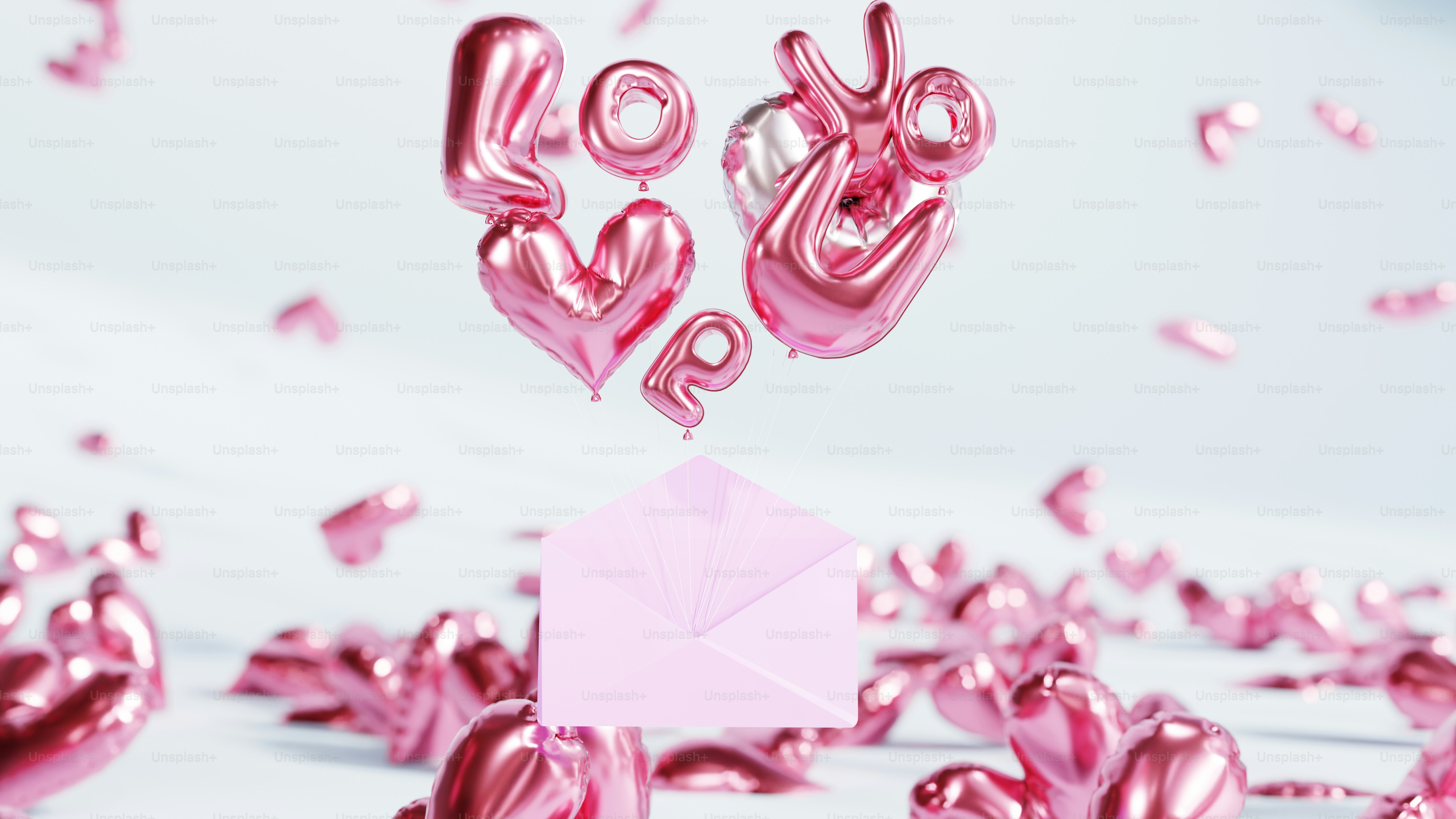 A bunch of pink balloons floating in the air photo – 3d render Image on ...