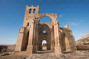 Ruins of abandoned church Santa Eulalia in Palenzuela, Palencia province, Spain.