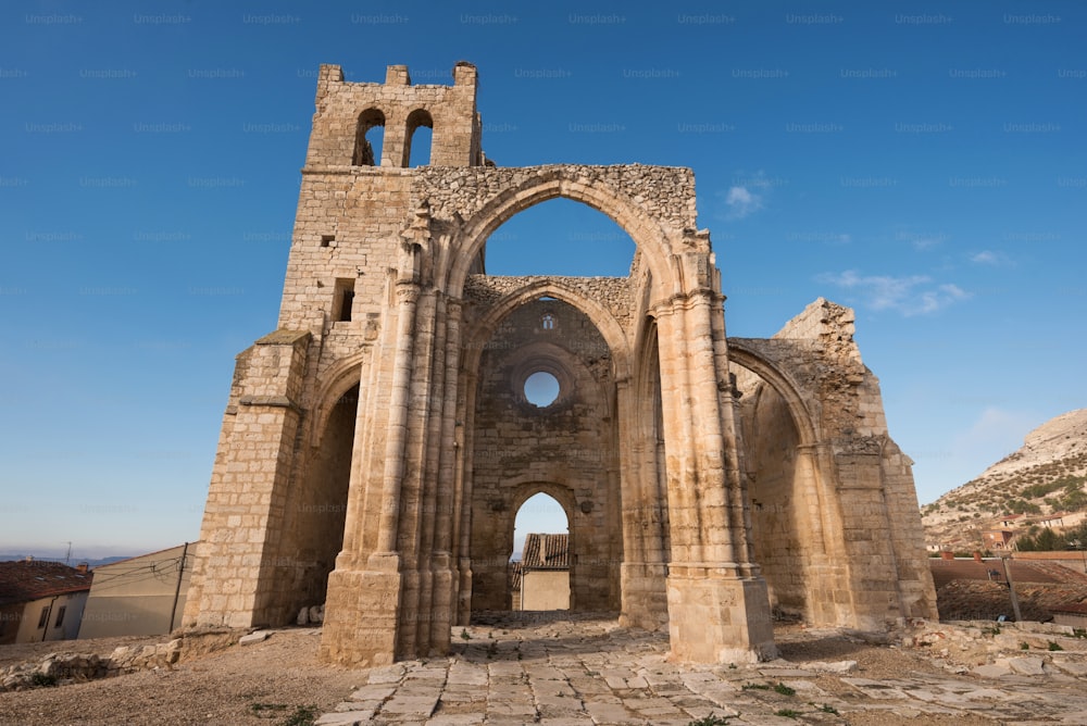 Ruins of abandoned church Santa Eulalia in Palenzuela, Palencia province, Spain.