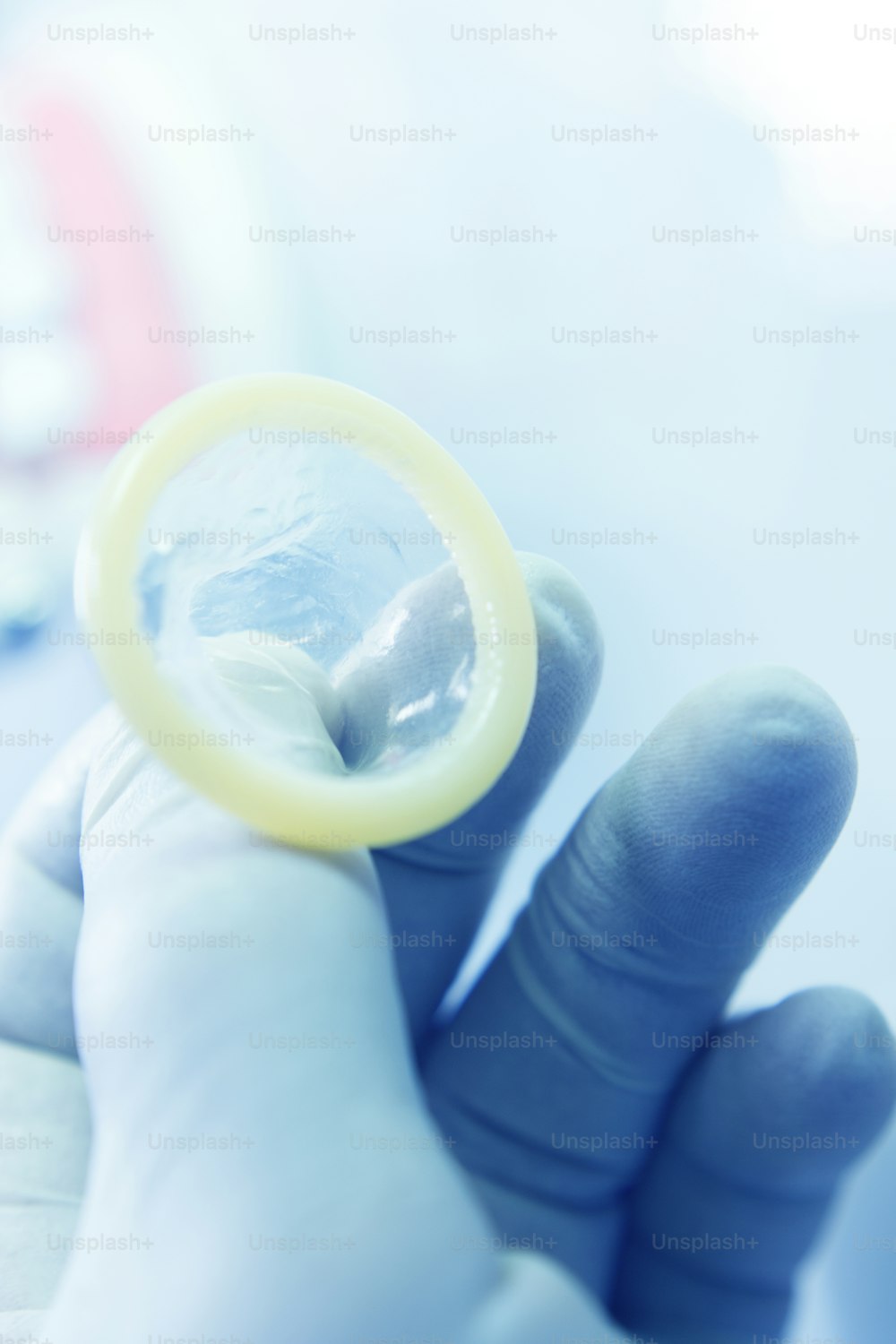 Rubber latex condom male contraceptive for safe disease and pregnancy free sex.