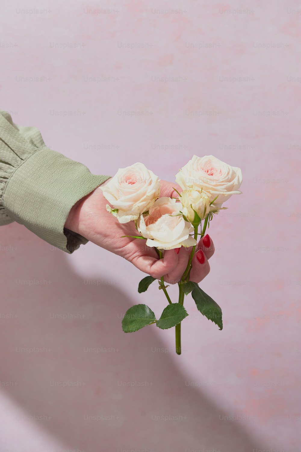 a person holding a bunch of flowers in their hand