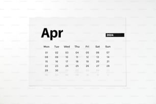 a calendar with the month of apr on it
