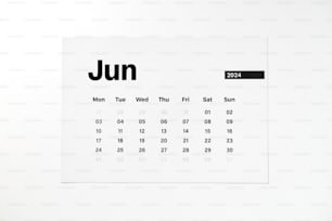 a calendar with the date of june on it