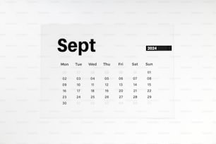 a calendar with the month of sep on it