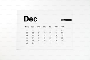 a calendar with a black and white decal on it