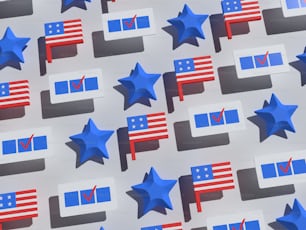 a pattern of stars and a flag on a white background