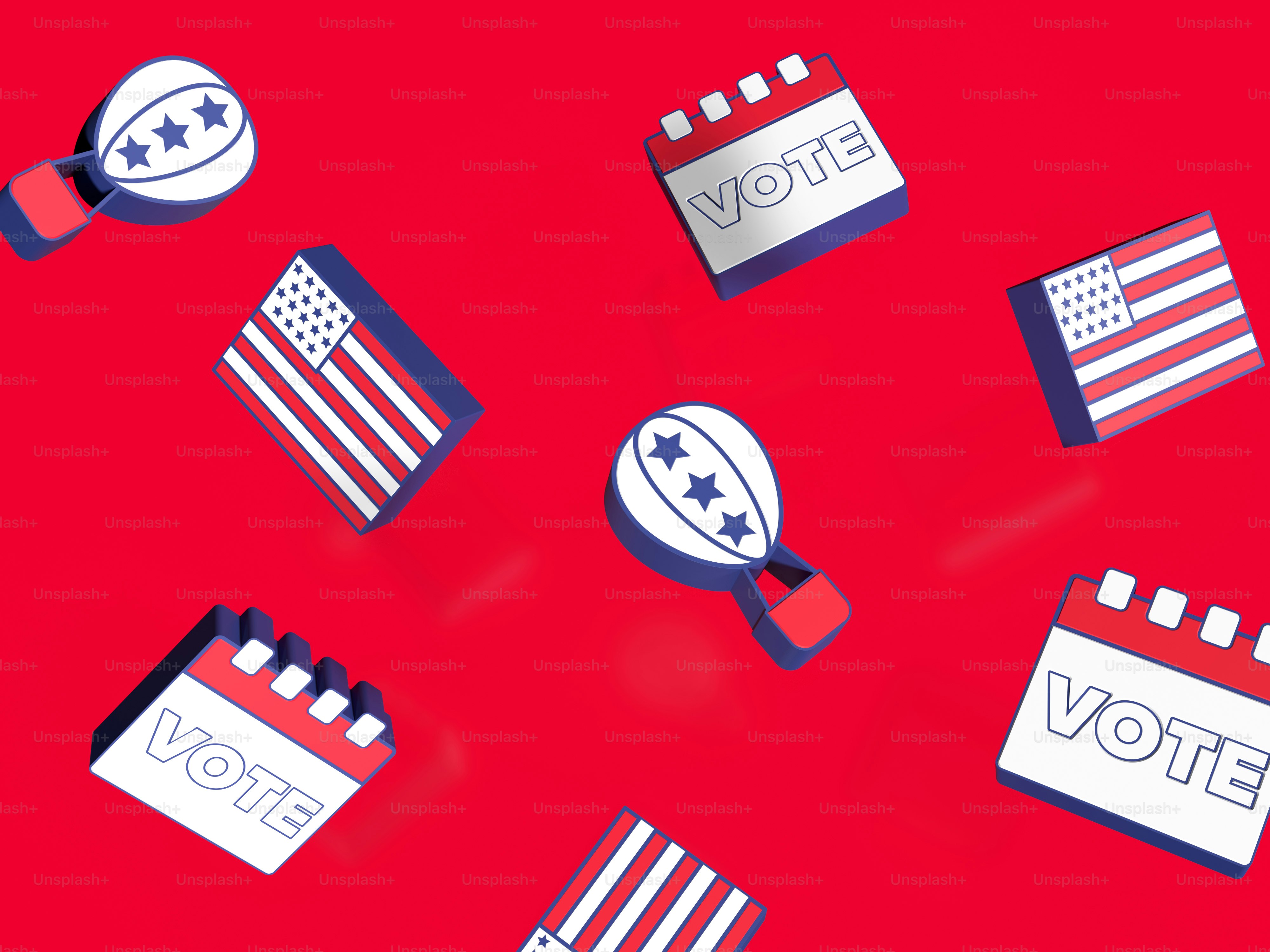 a red background with a bunch of different things on it