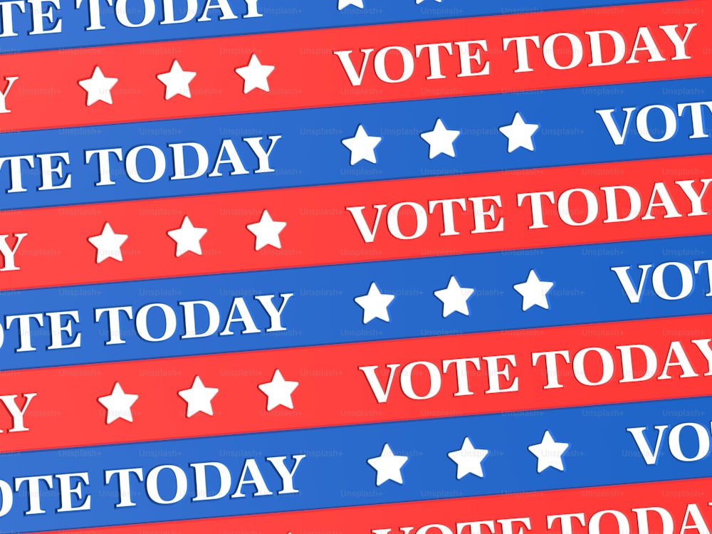 a red, white and blue political sign with stars