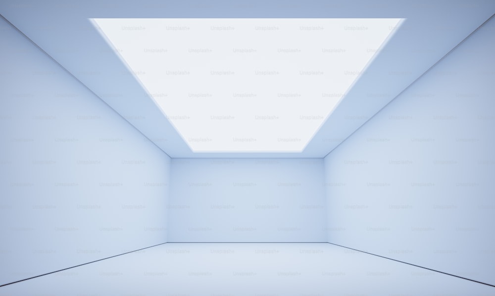 an empty room with a skylight in it