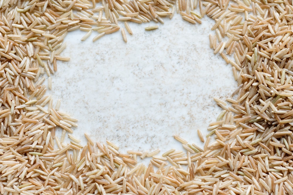 a plate of rice with a white background