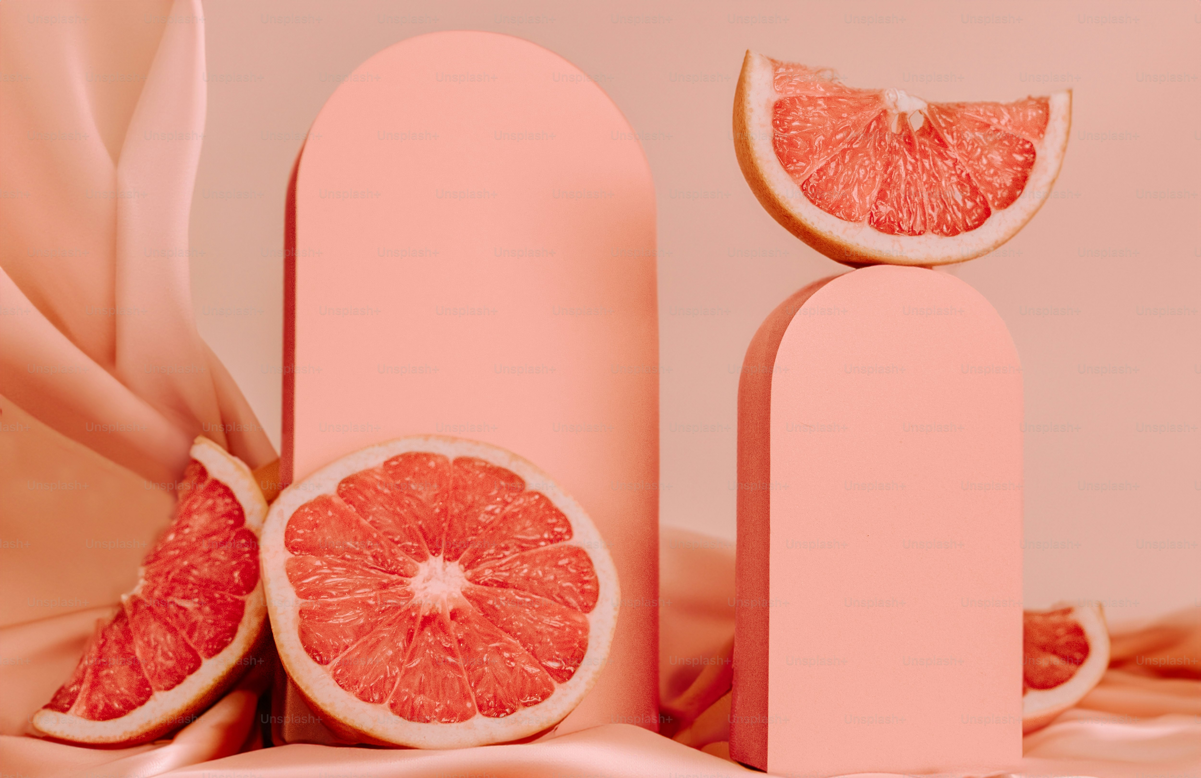 a grapefruit cut in half sitting on top of a table