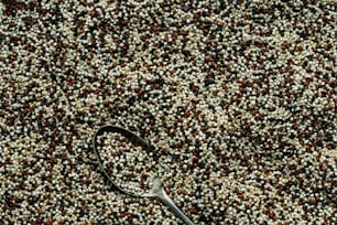 un paio di forbici appoggiate sopra un tappeto