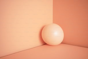 a white ball sitting in a corner of a room
