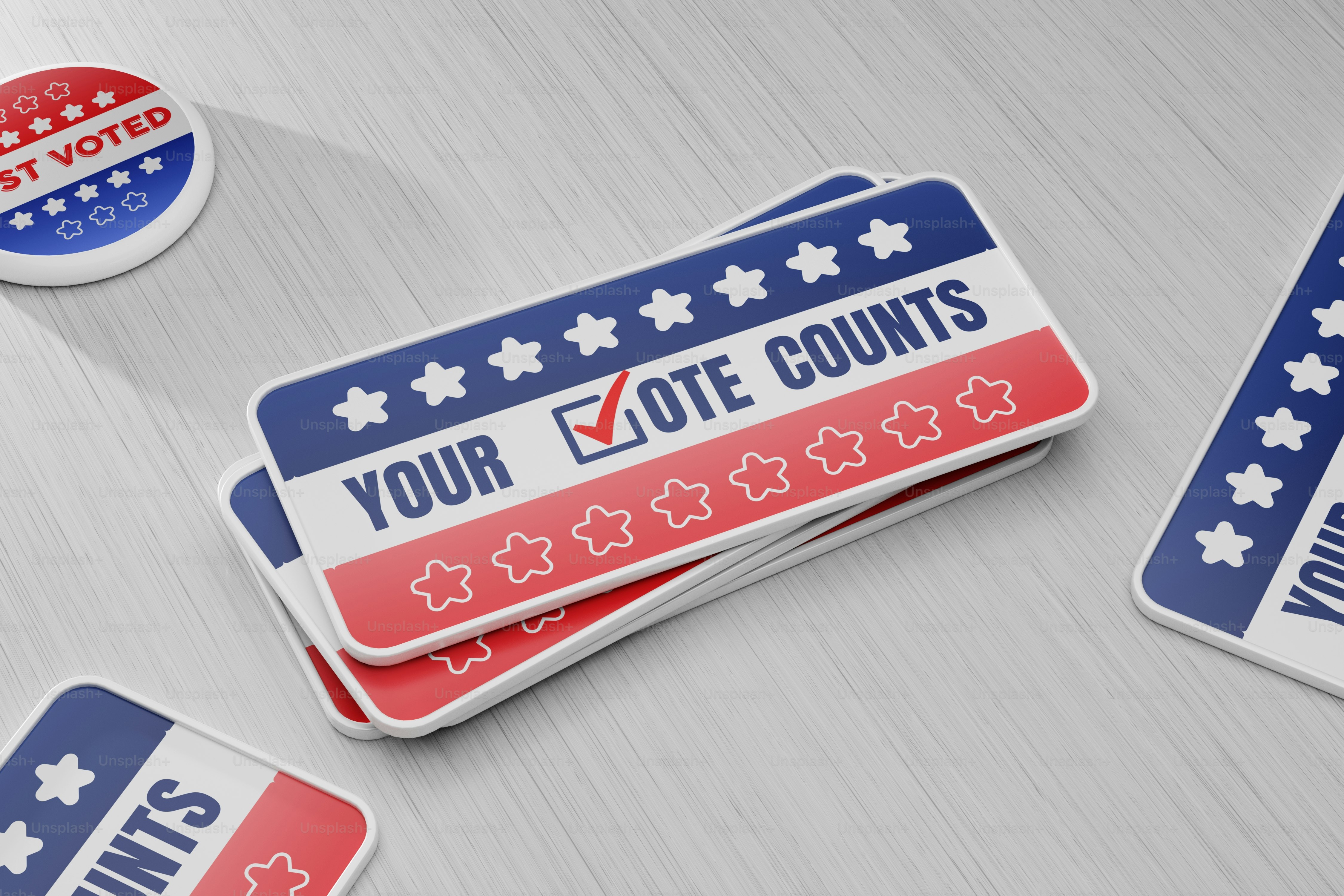 a close up of some stickers on a table