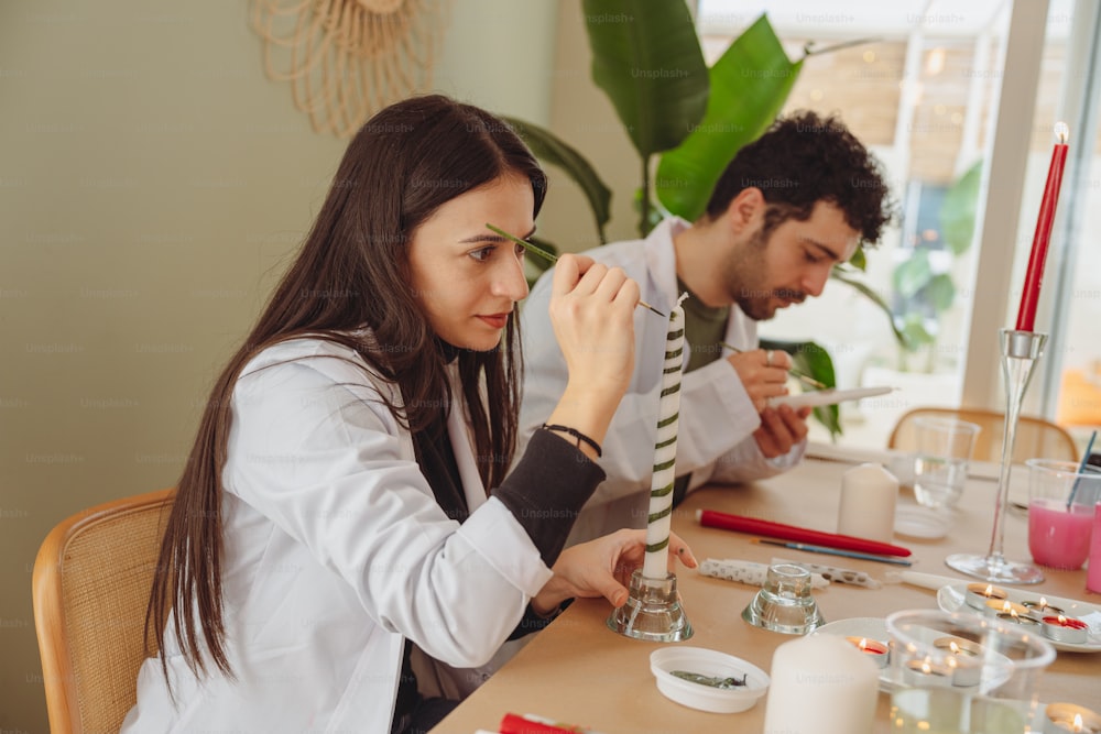 a man and a woman sitting at a table