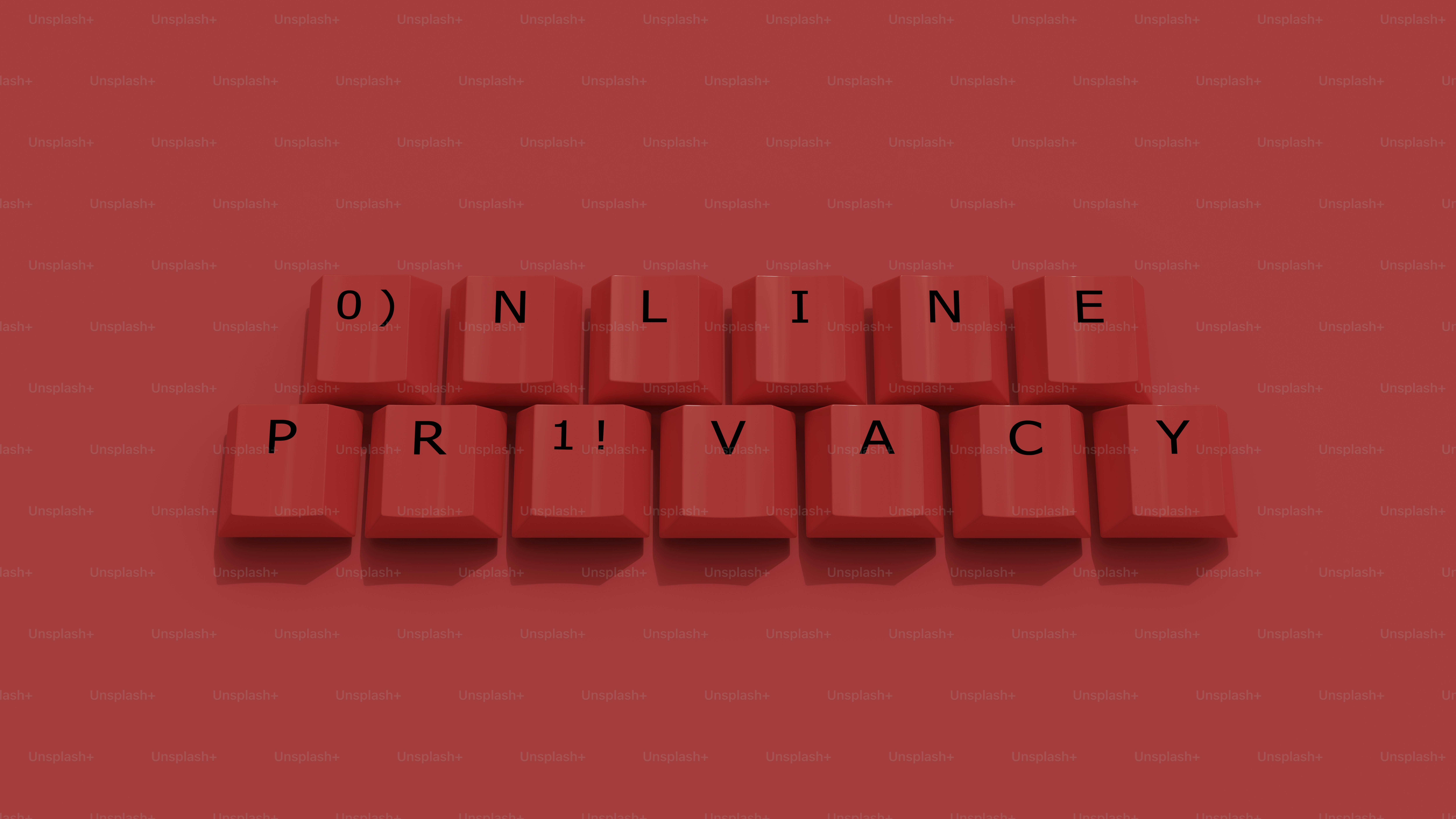 Online privacy keyboard keys text bleached red faded monocoloured Internet slang leet-speak character wording 3d illustration render digital rendering