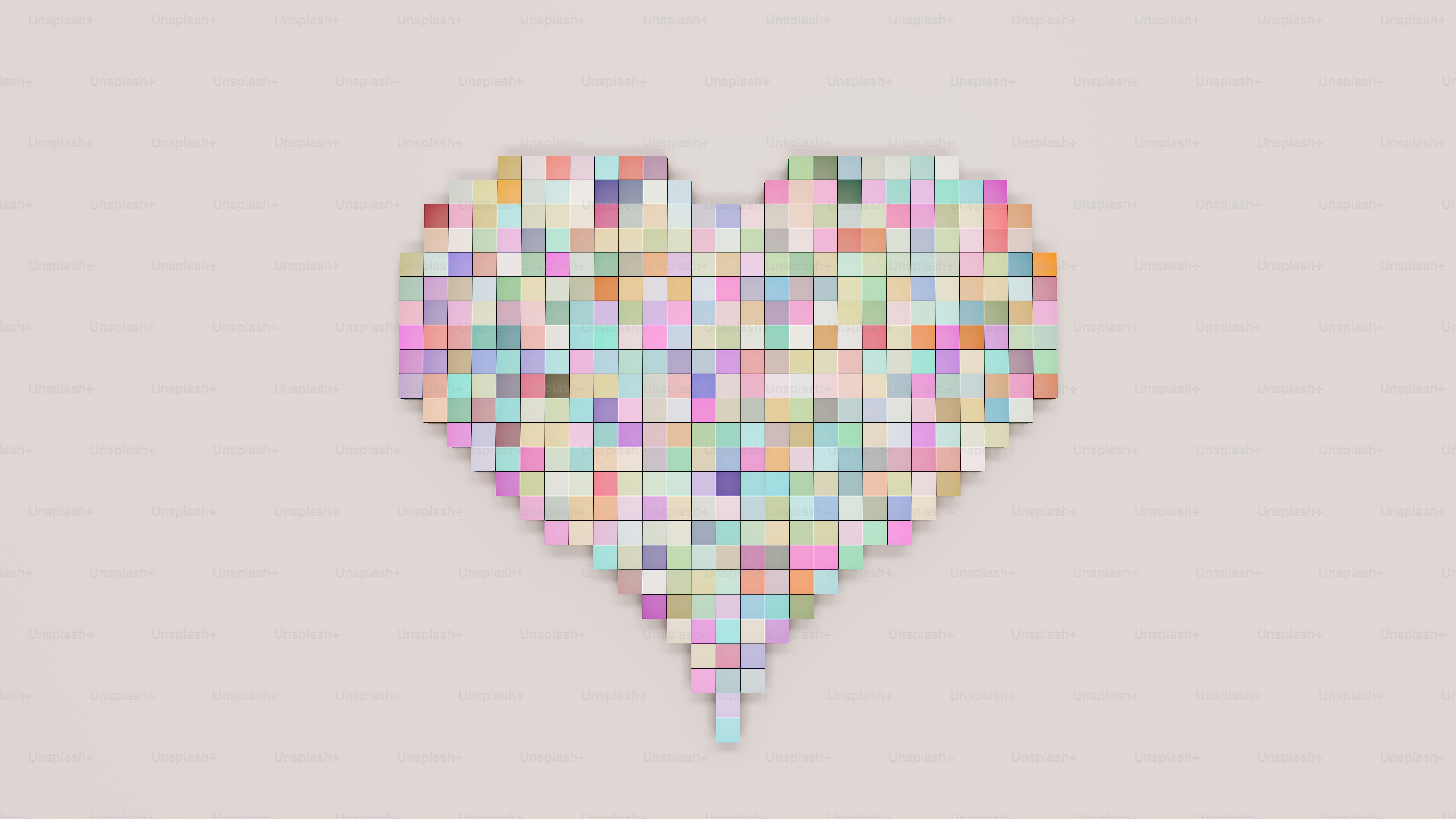 A heart made out of colored squares on a white background photo – Pixel ...