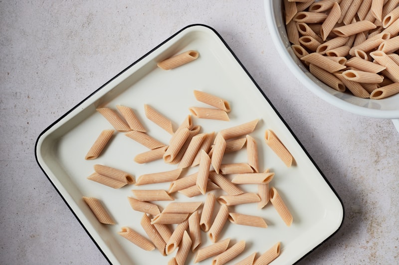 Dry pasta on a minimal background
