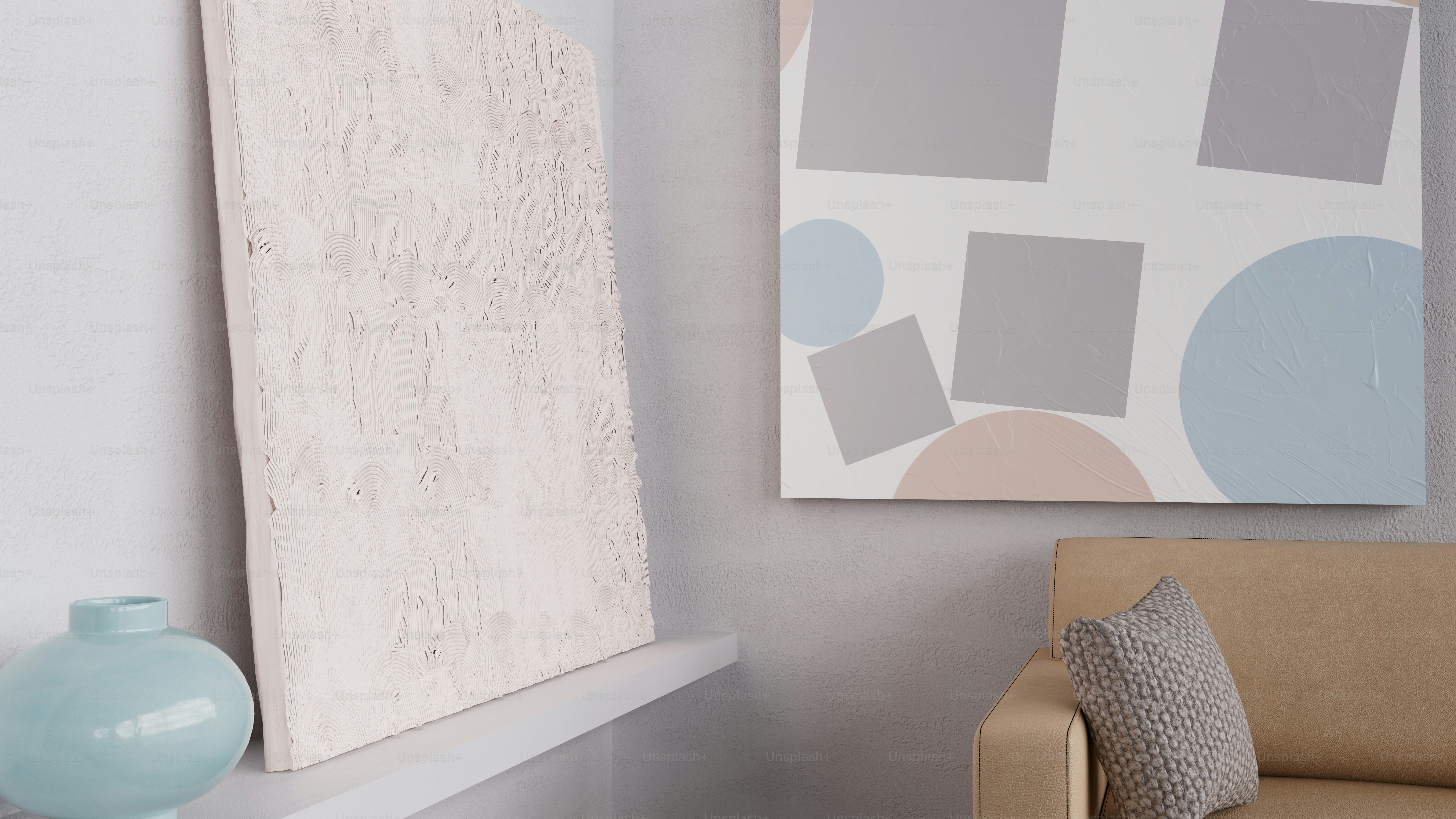 Wall Art - Textured Canvas with Blue Vase