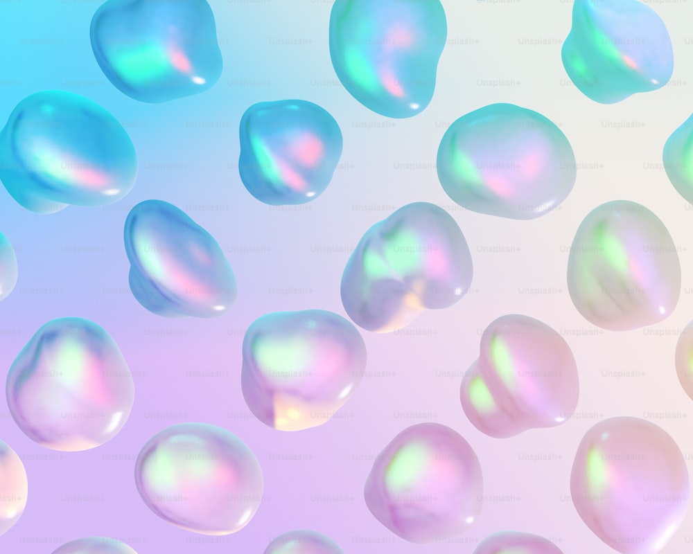 a bunch of bubbles floating in the air