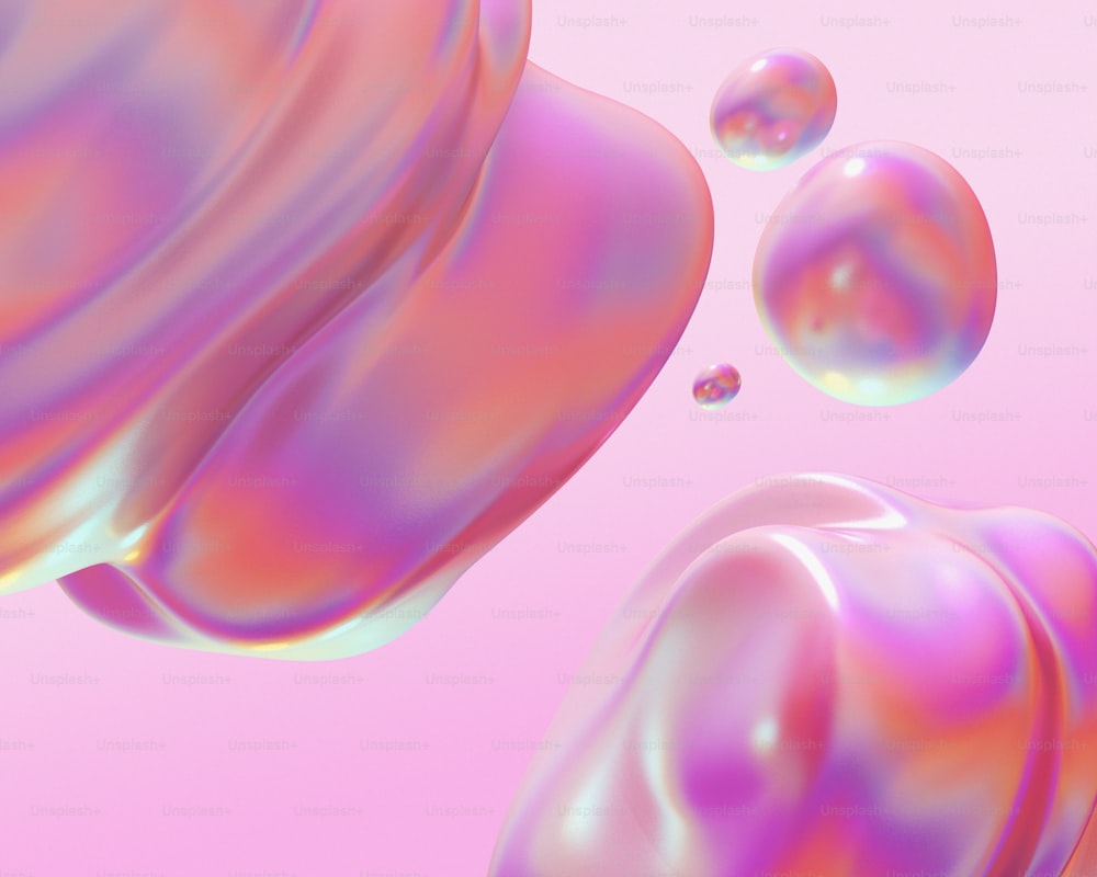 a close up of a pink background with bubbles
