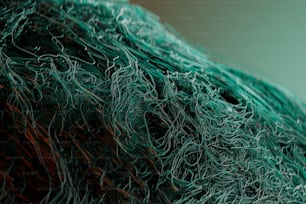 a close up of a piece of green wire