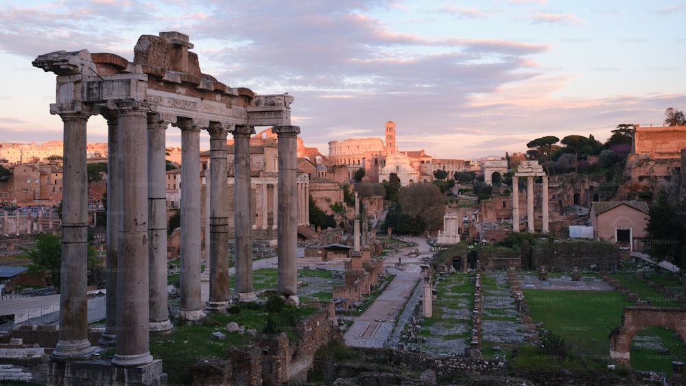As ruínas da antiga cidade de Roma