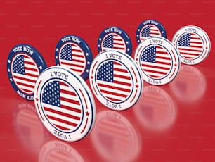 a row of buttons with the american flag on them