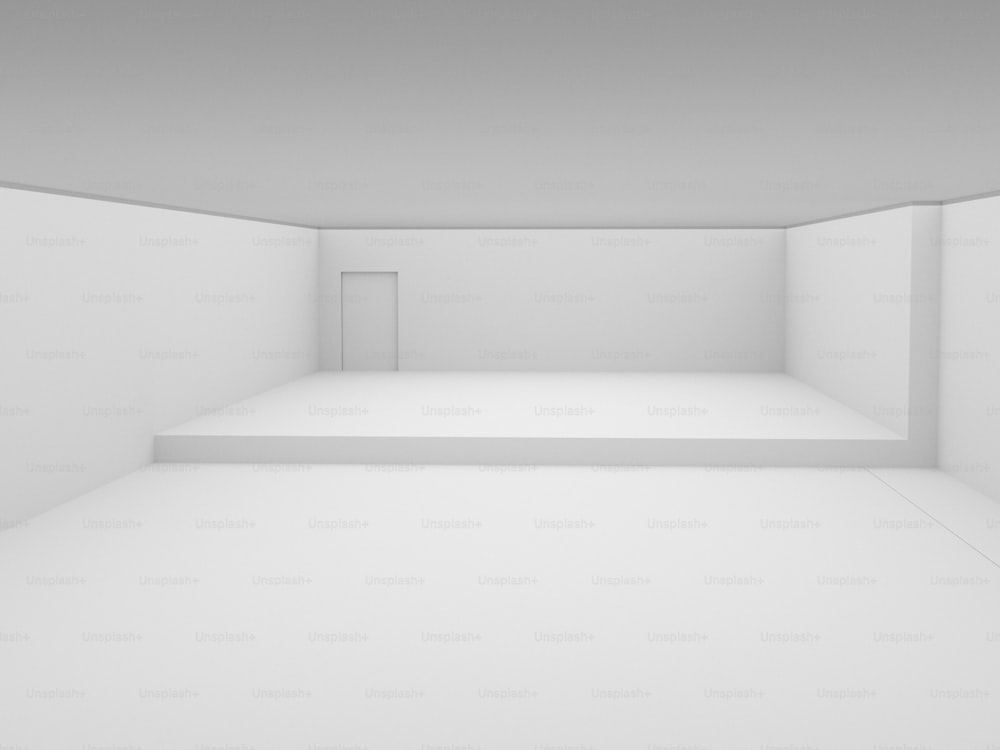 an empty room with a door in the middle